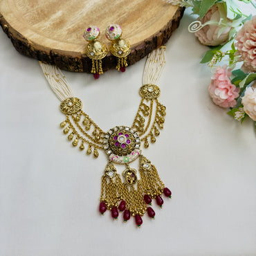 Tassel Pendant Rajwadi Necklace Set