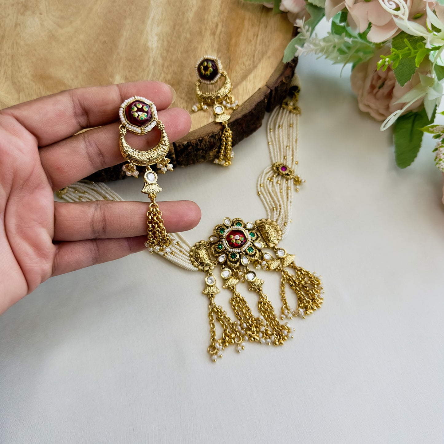 Tassel Pendant Rajwadi Choker Set