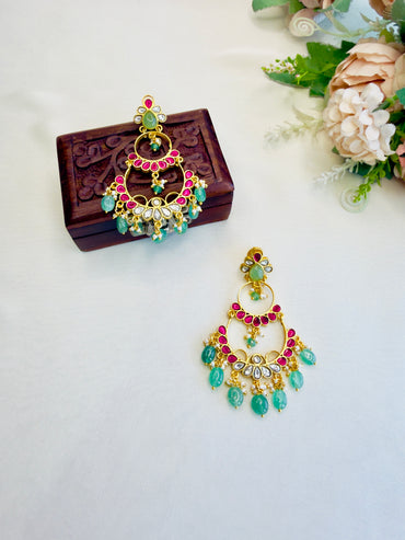 Two Layer Jadau Chand bali Earrings