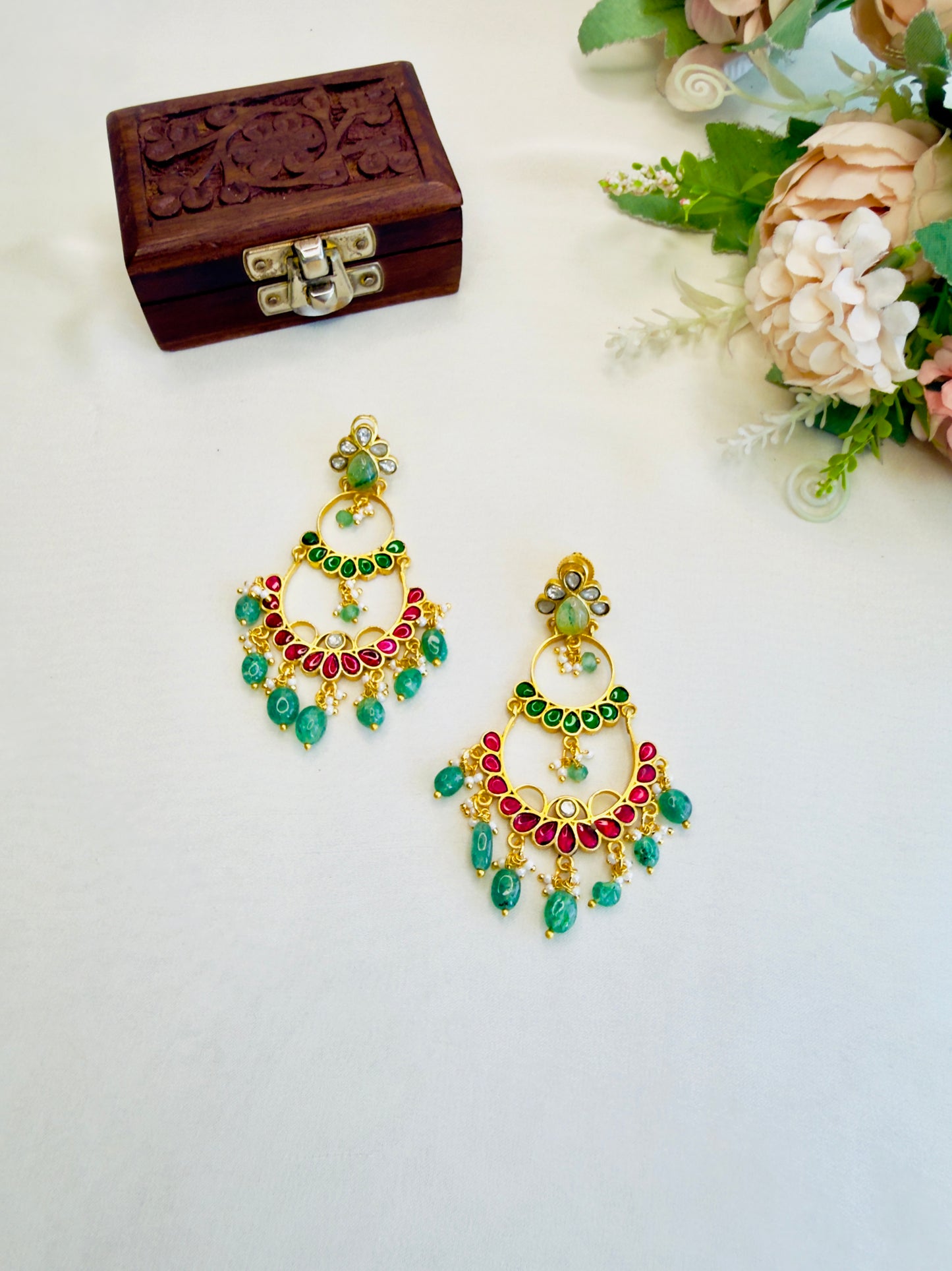 Two Layer Jadau Chand bali Earrings