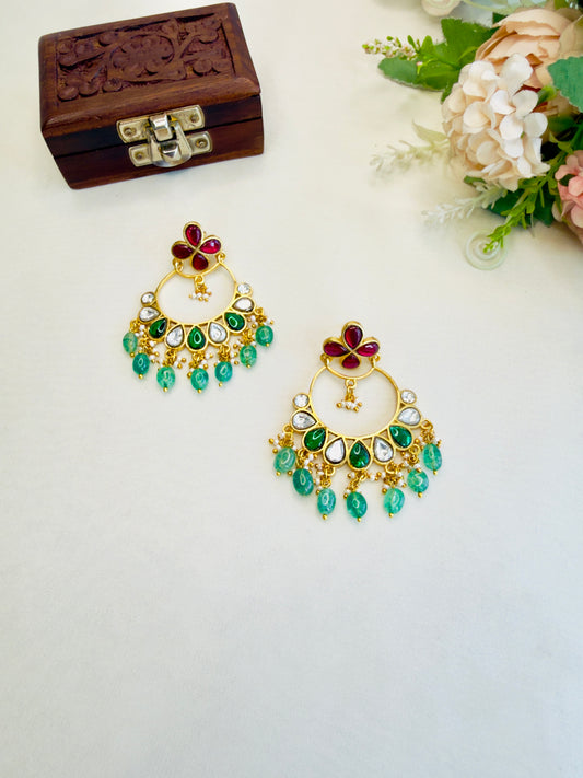 Multicolor Jadau Chand bali Earrings
