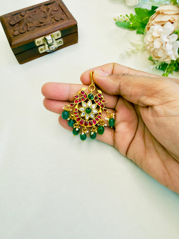 Short Peacock Jadau Mang Tika