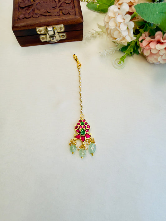 Double Flower Jadau Mang Tika