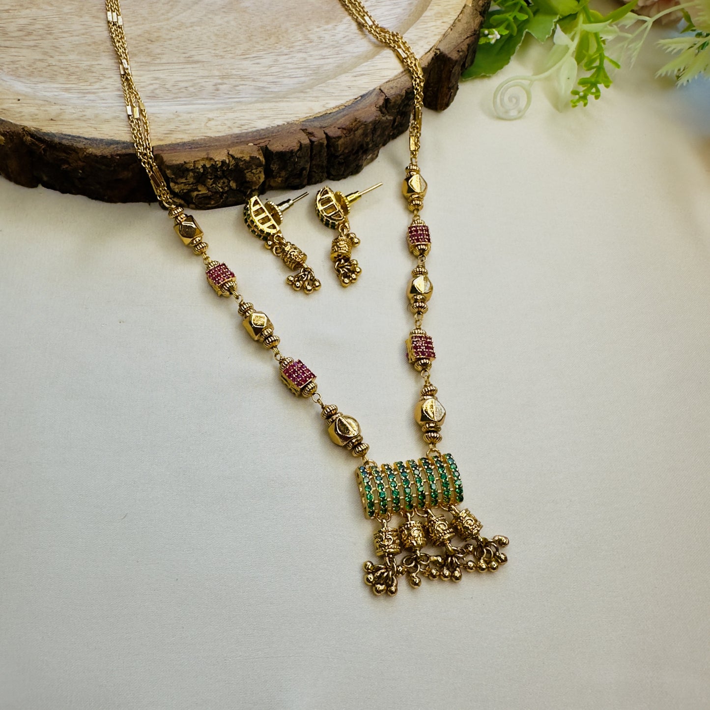 Multicolor Nano AD Necklace Set