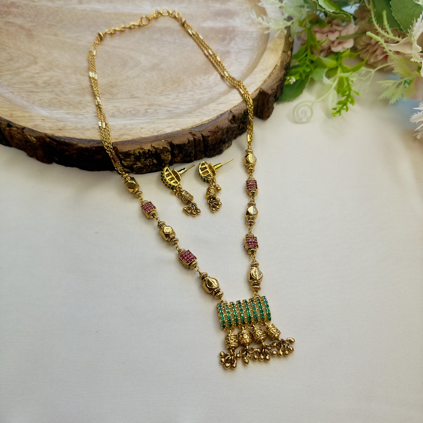Multicolor Nano AD Necklace Set