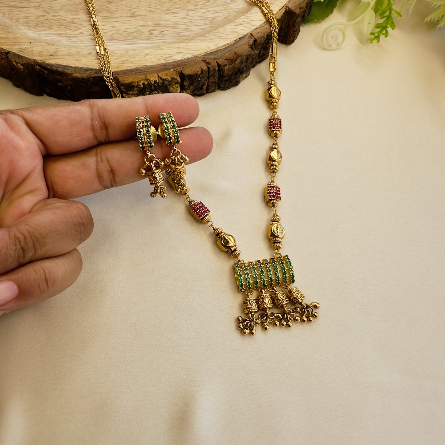 Multicolor Nano AD Necklace Set