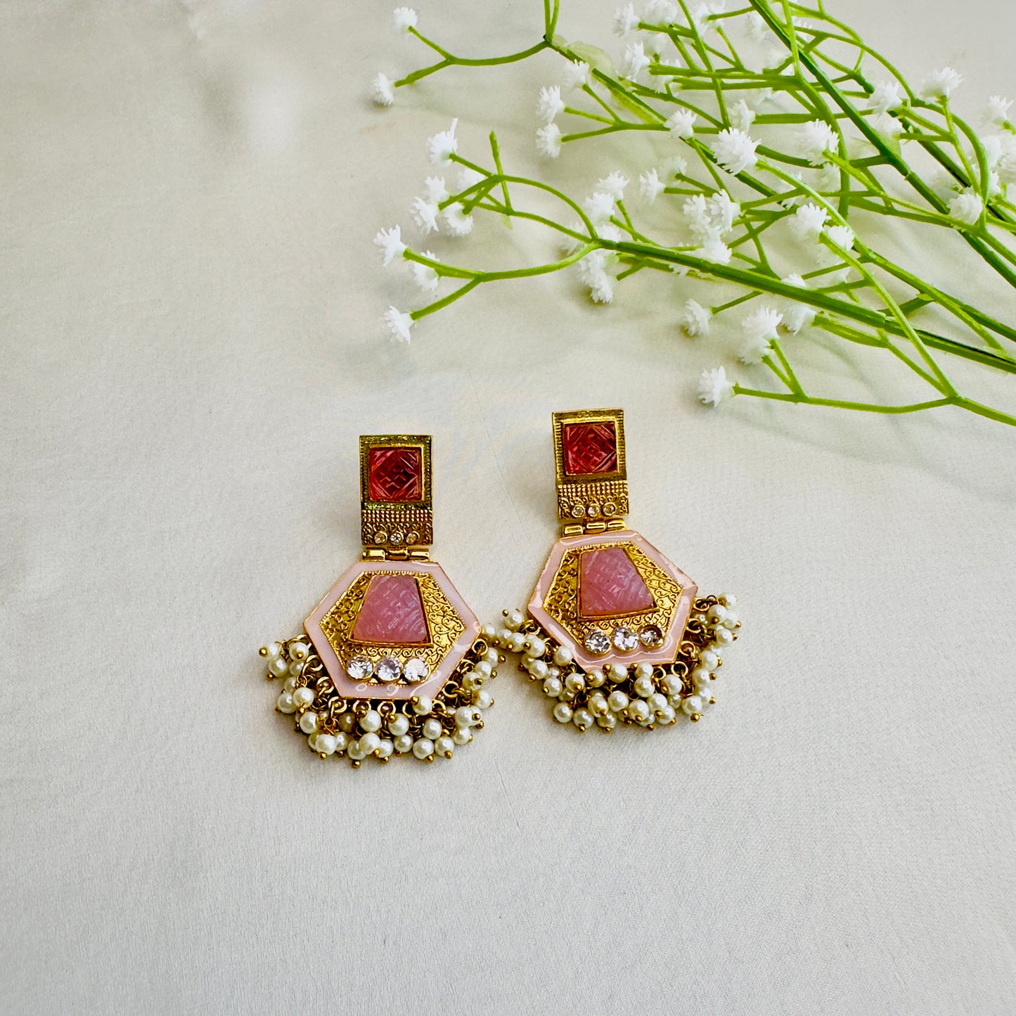 Golden tone Colorful Earrings