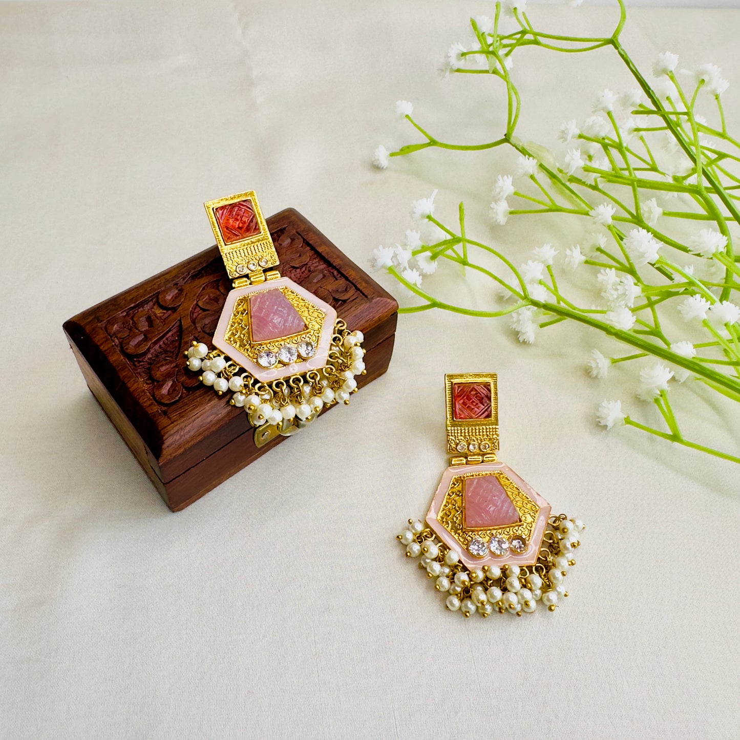Golden tone Colorful Earrings