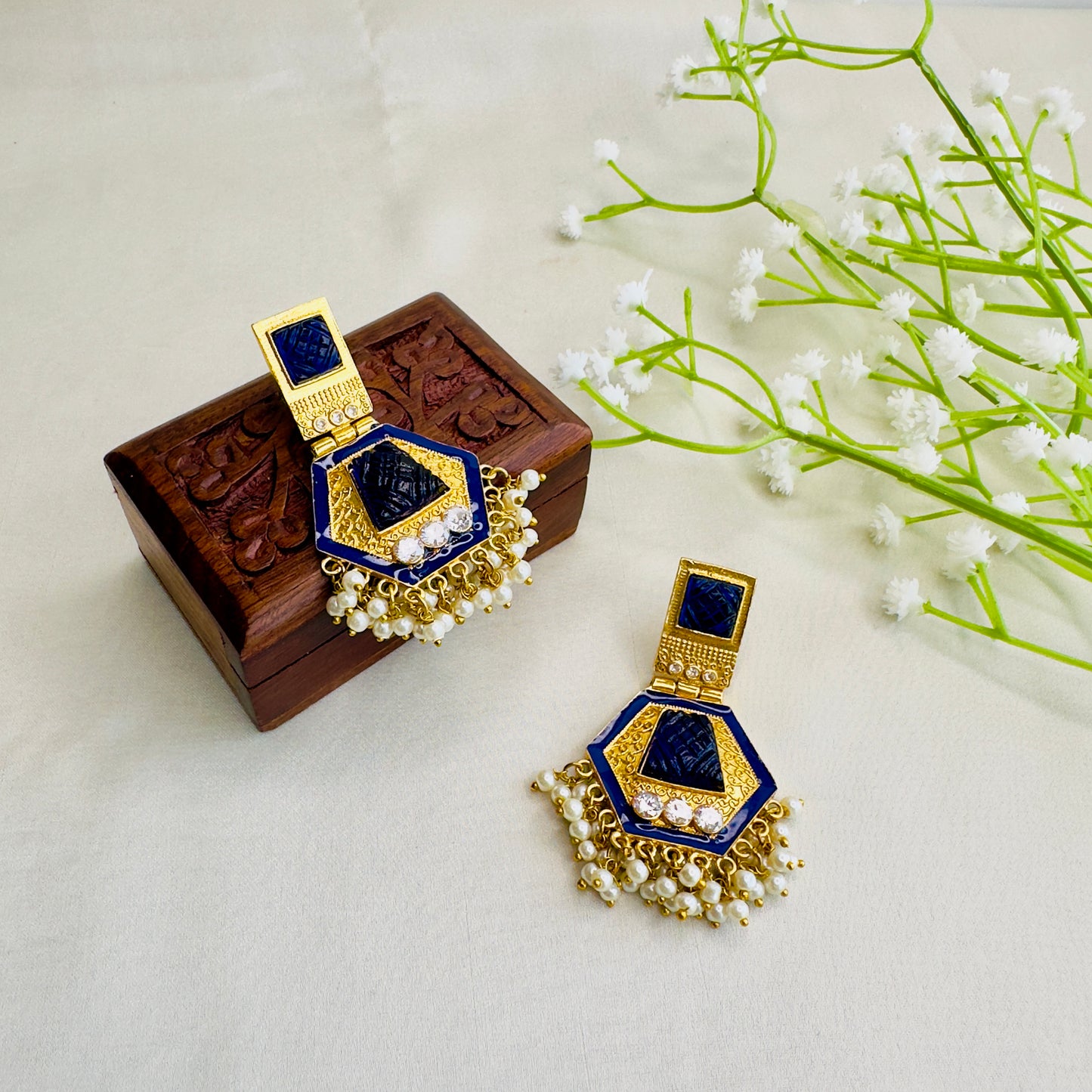 Golden tone Colorful Earrings