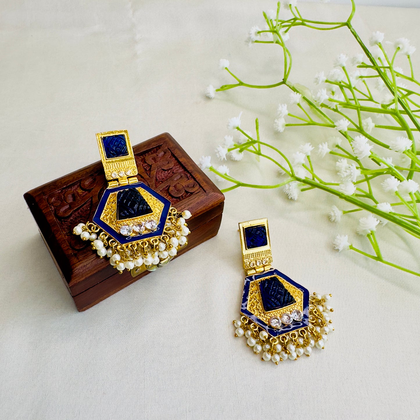 Golden tone Colorful Earrings