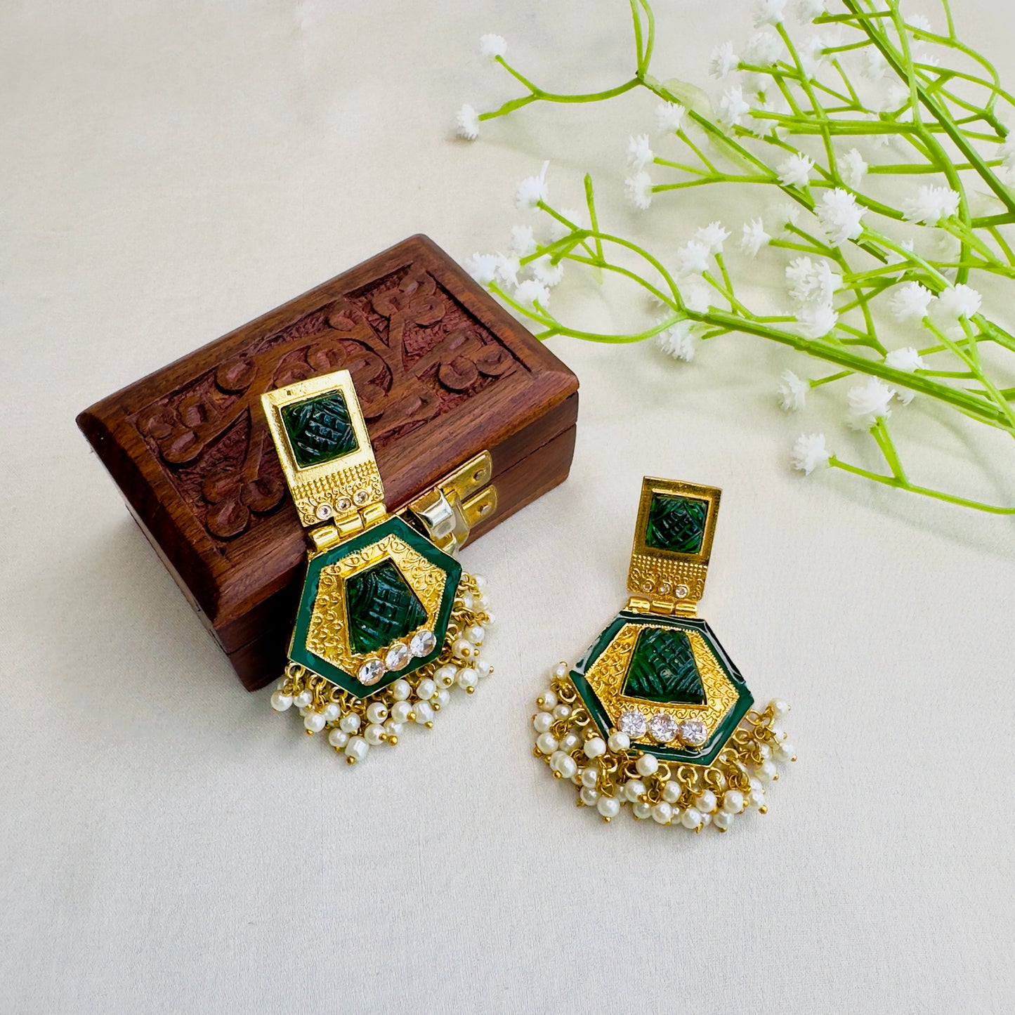 Golden tone Colorful Earrings