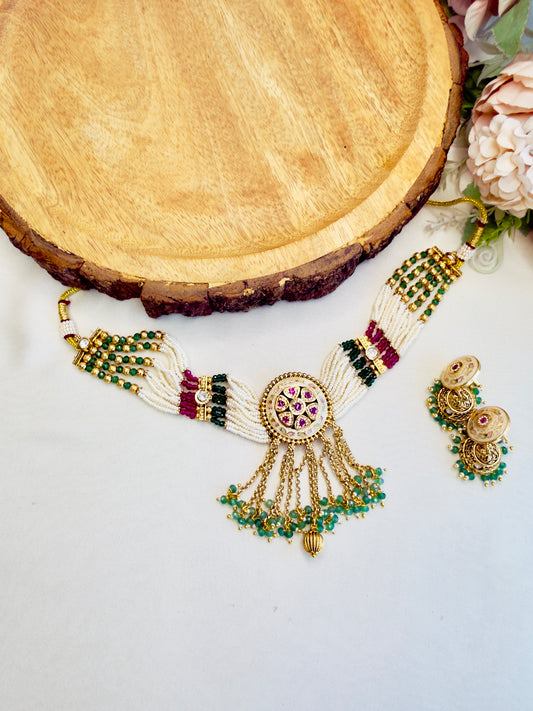 Multicolor Meenakari Choker Set