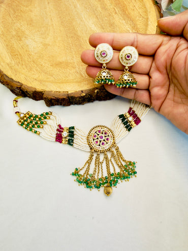 Multicolor Meenakari Choker Set