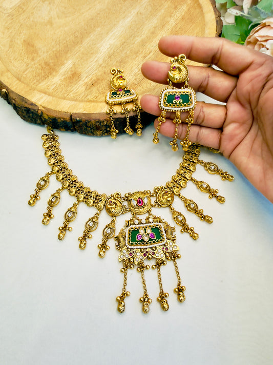 Kundan drops Rajwadi Necklace Set