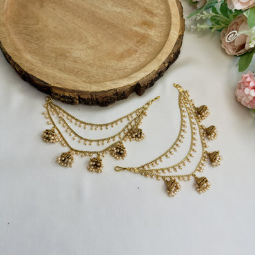 Beautiful Square Jhumki with Pearl Ear chains