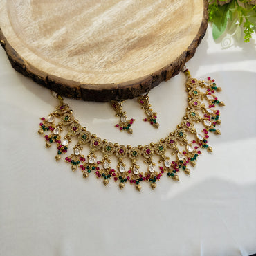 Ruby Green Necklace Set