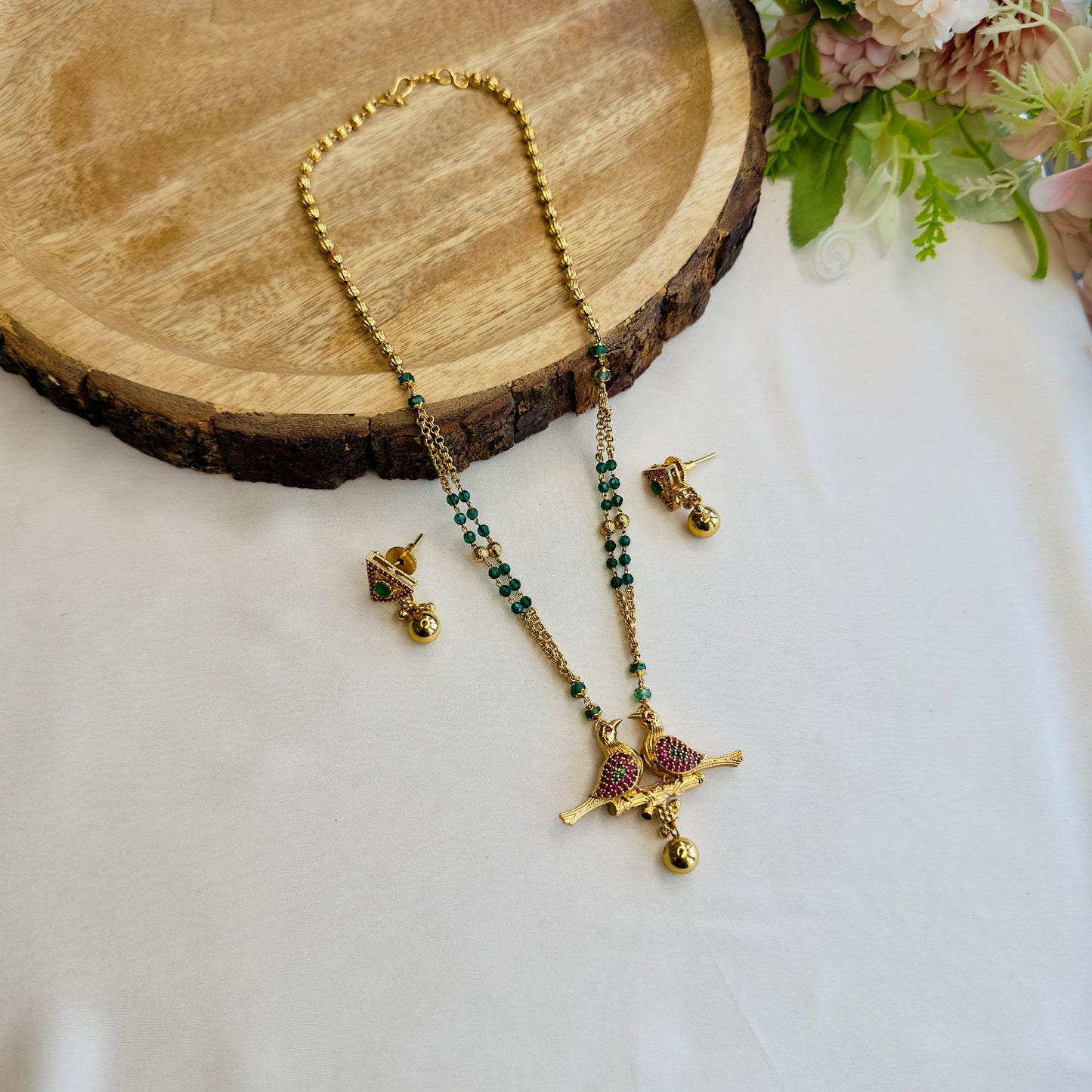 Rajwadi Two Birds Necklace Set