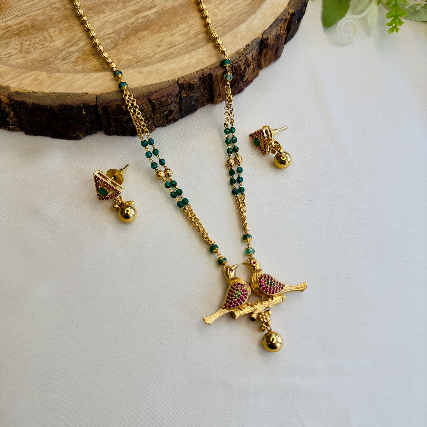 Rajwadi Two Birds Necklace Set