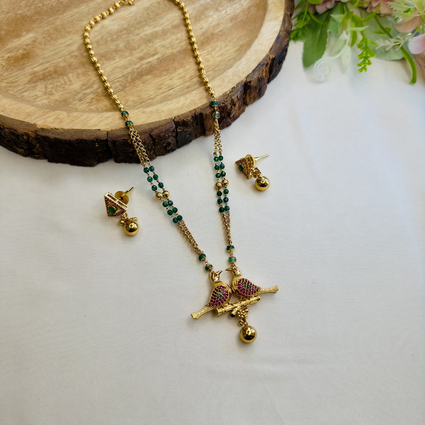 Rajwadi Two Birds Necklace Set
