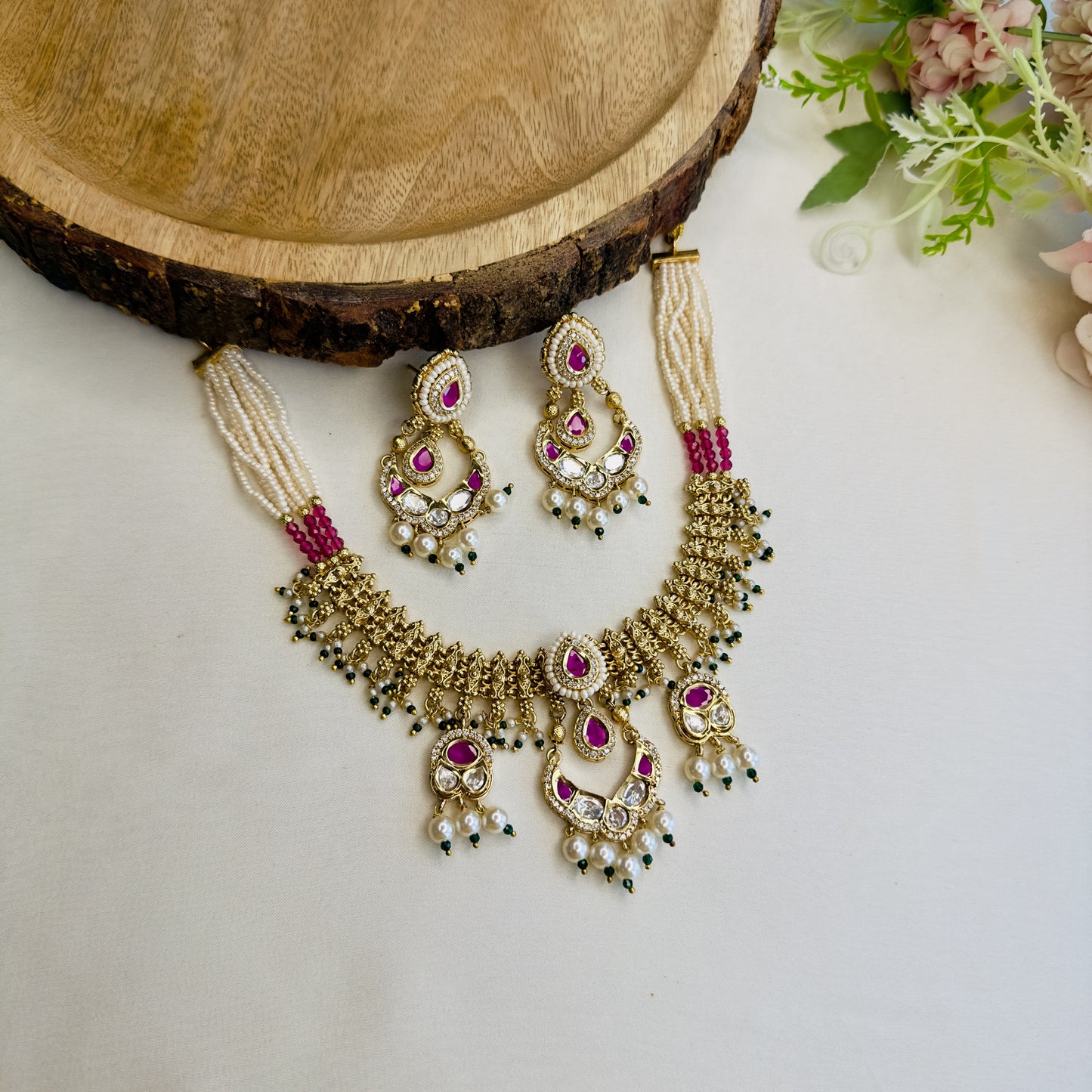 Chandbali Polki Rajwadi Necklace Set