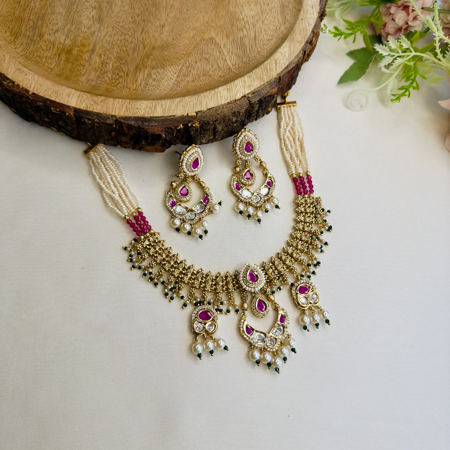 Chandbali Polki Rajwadi Necklace Set