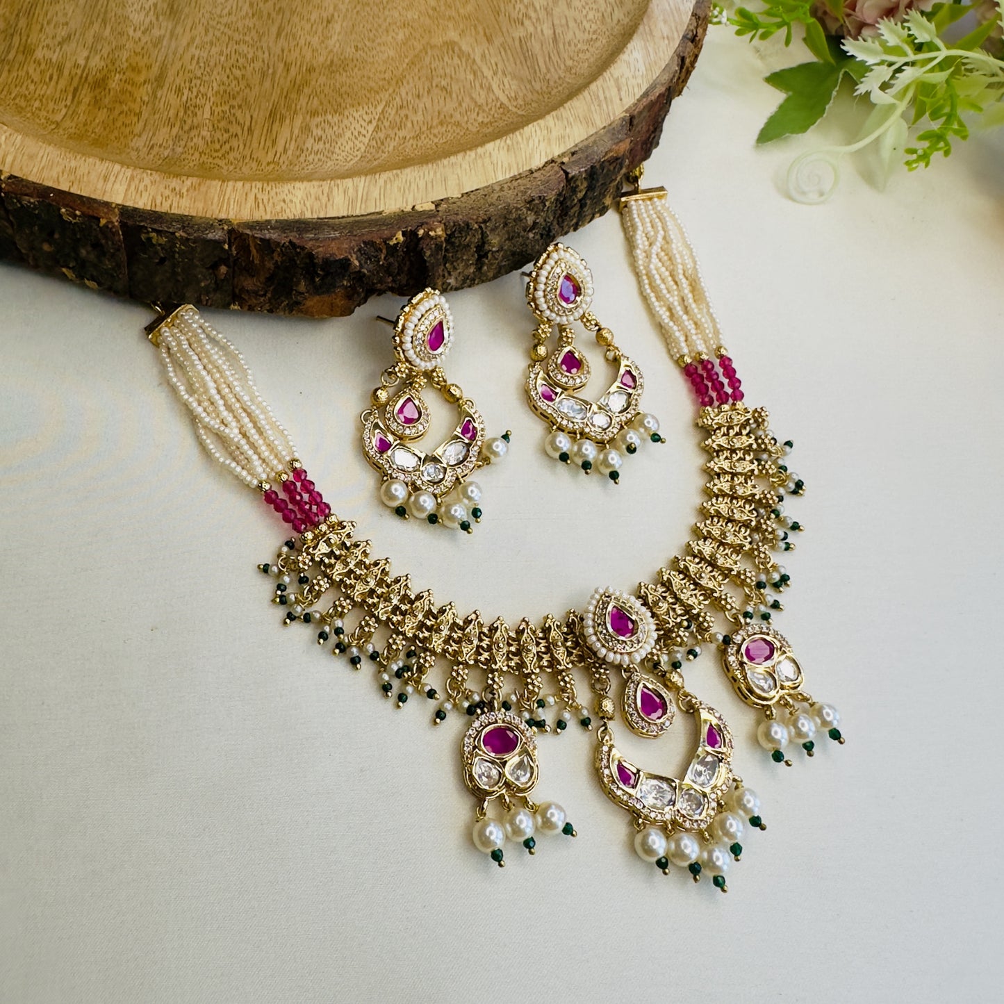 Chandbali Polki Rajwadi Necklace Set