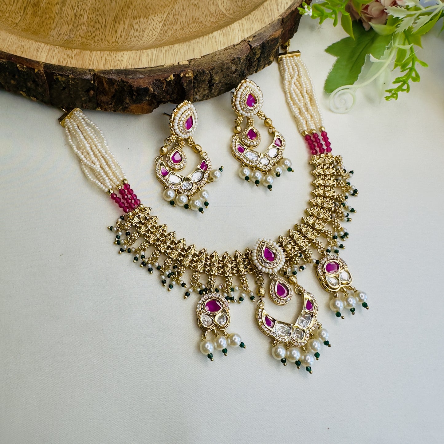 Chandbali Polki Rajwadi Necklace Set