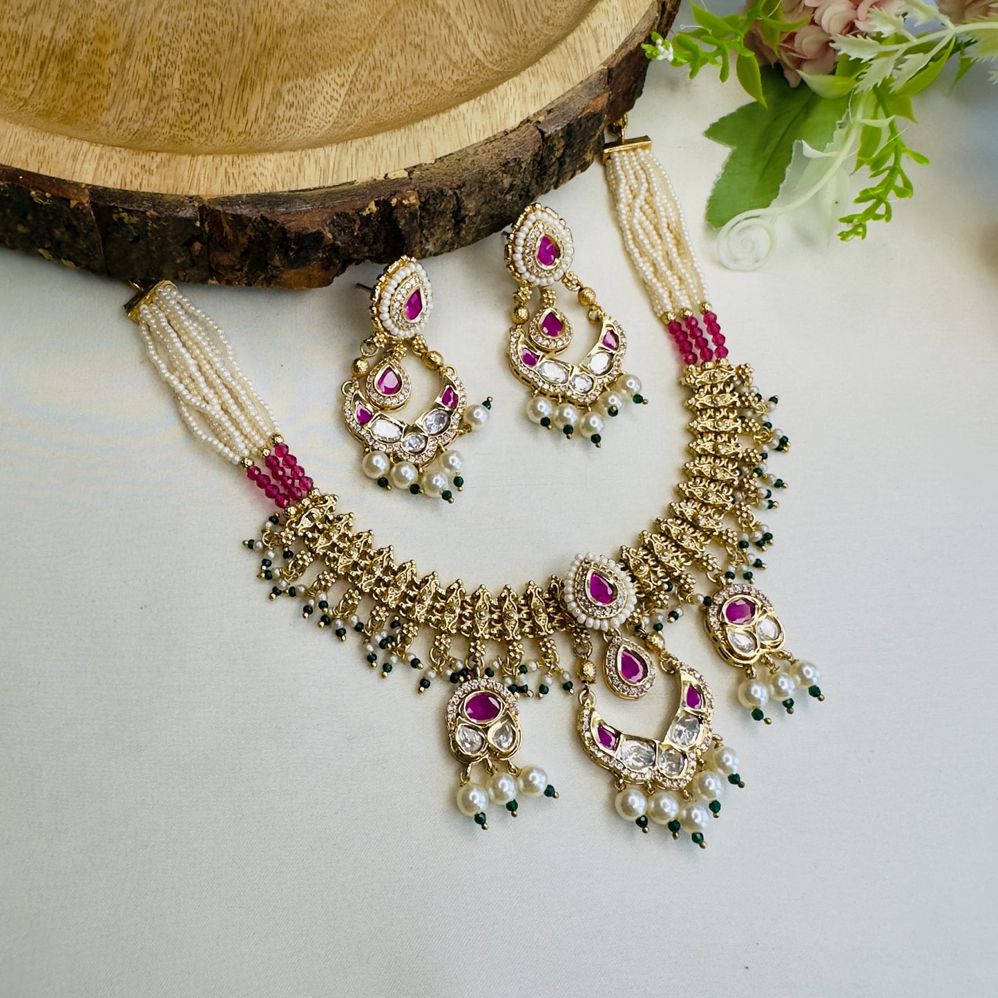 Chandbali Polki Rajwadi Necklace Set