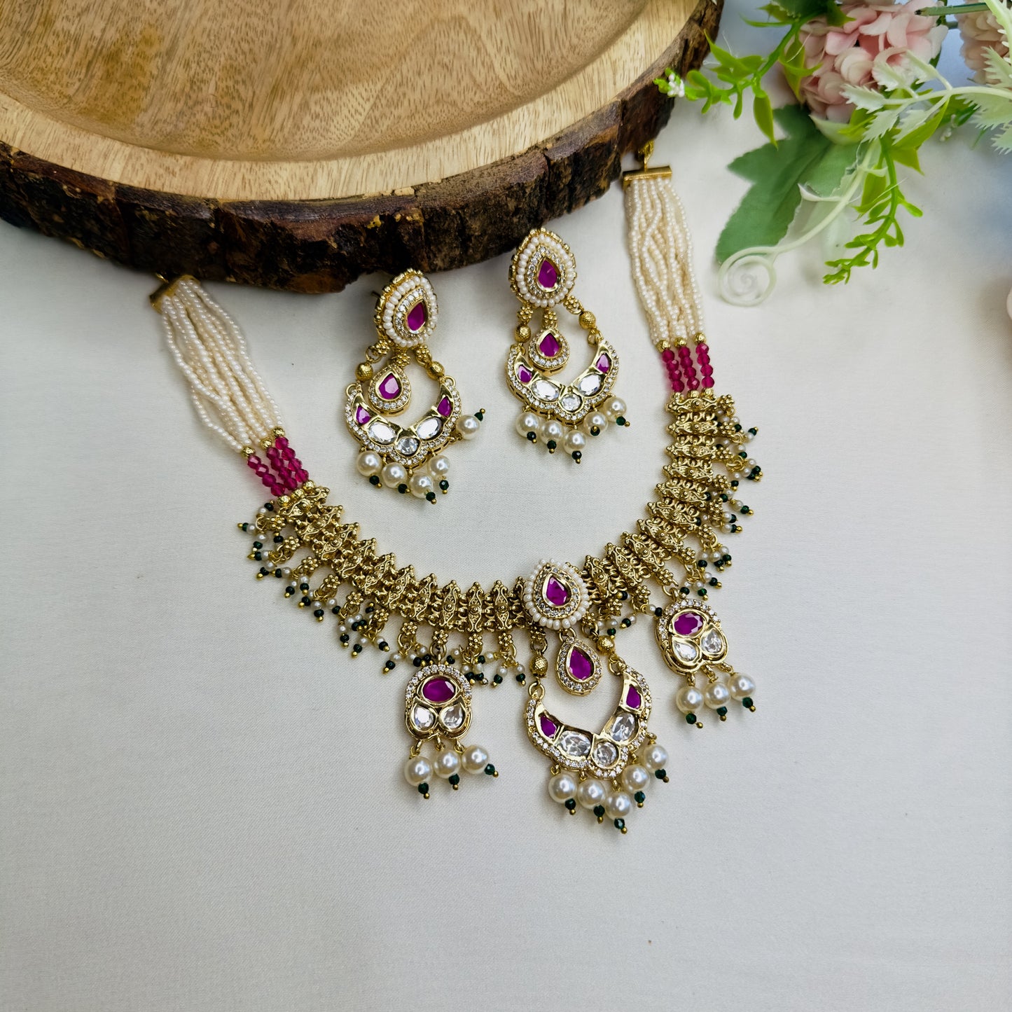 Chandbali Polki Rajwadi Necklace Set