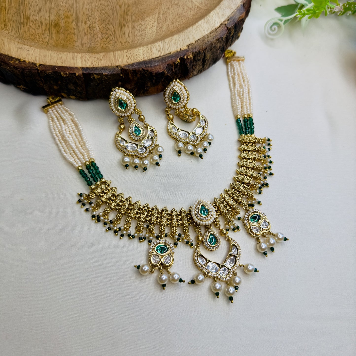 Chandbali Polki Rajwadi Necklace Set