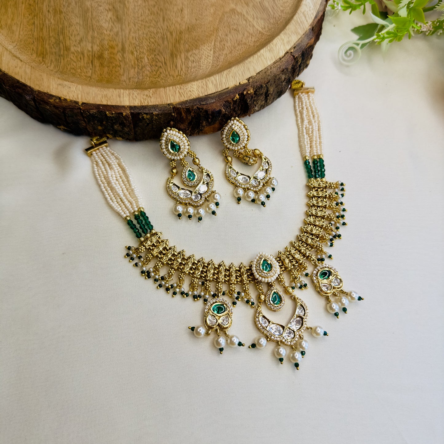 Chandbali Polki Rajwadi Necklace Set