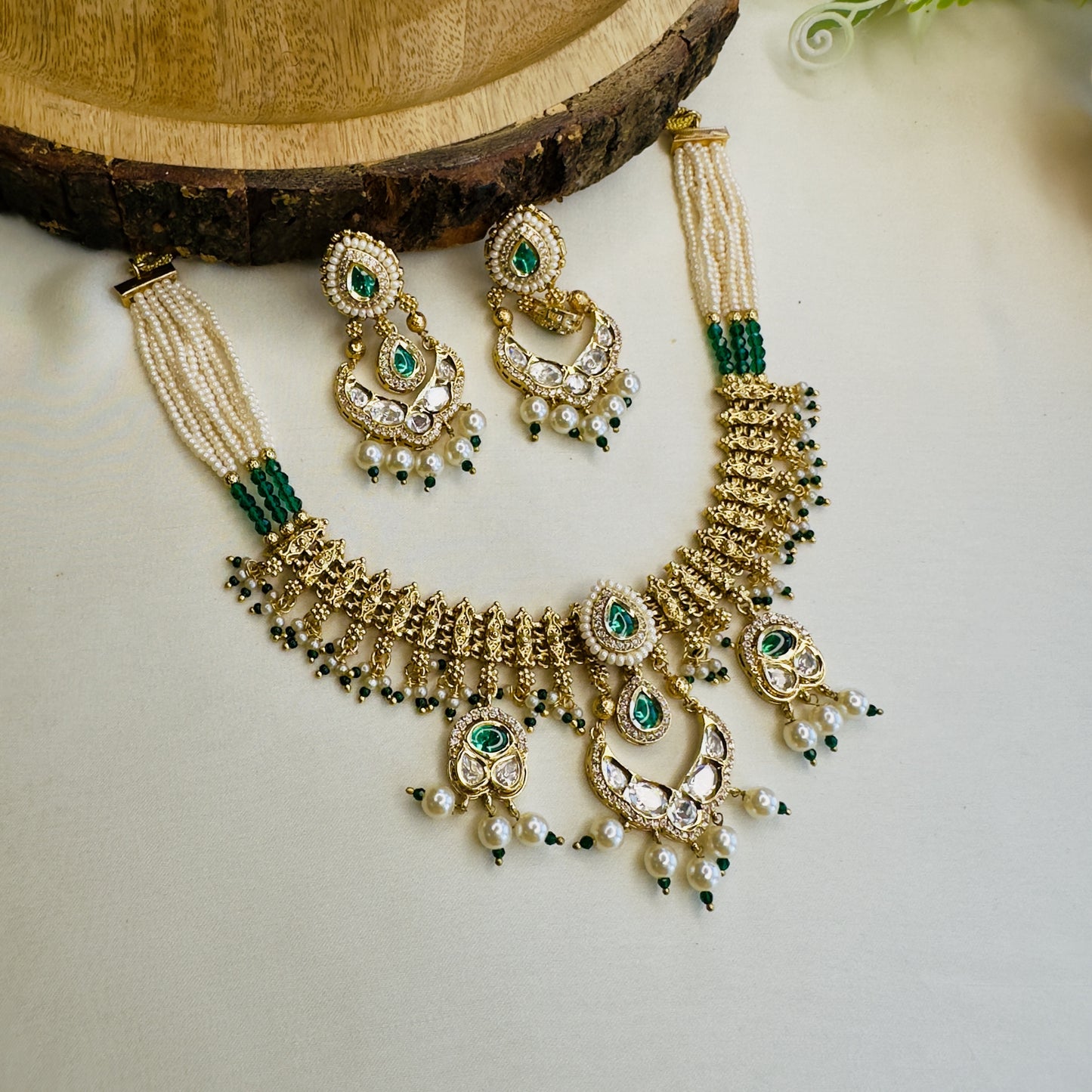 Chandbali Polki Rajwadi Necklace Set