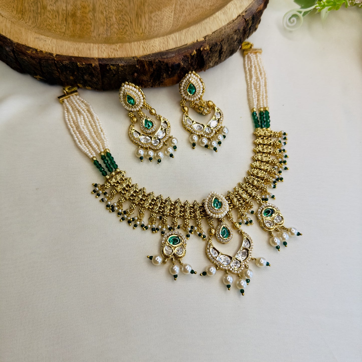 Chandbali Polki Rajwadi Necklace Set
