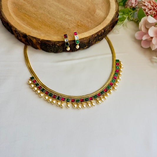 Reversible Multicolor Jadau Necklace Set