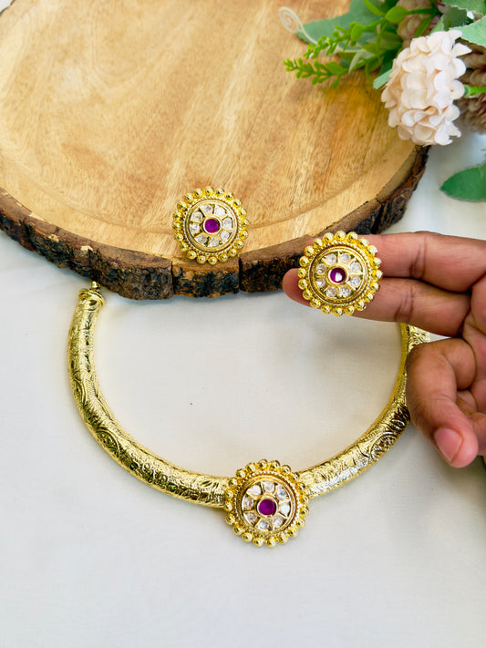 Golden Polki Hasli Set