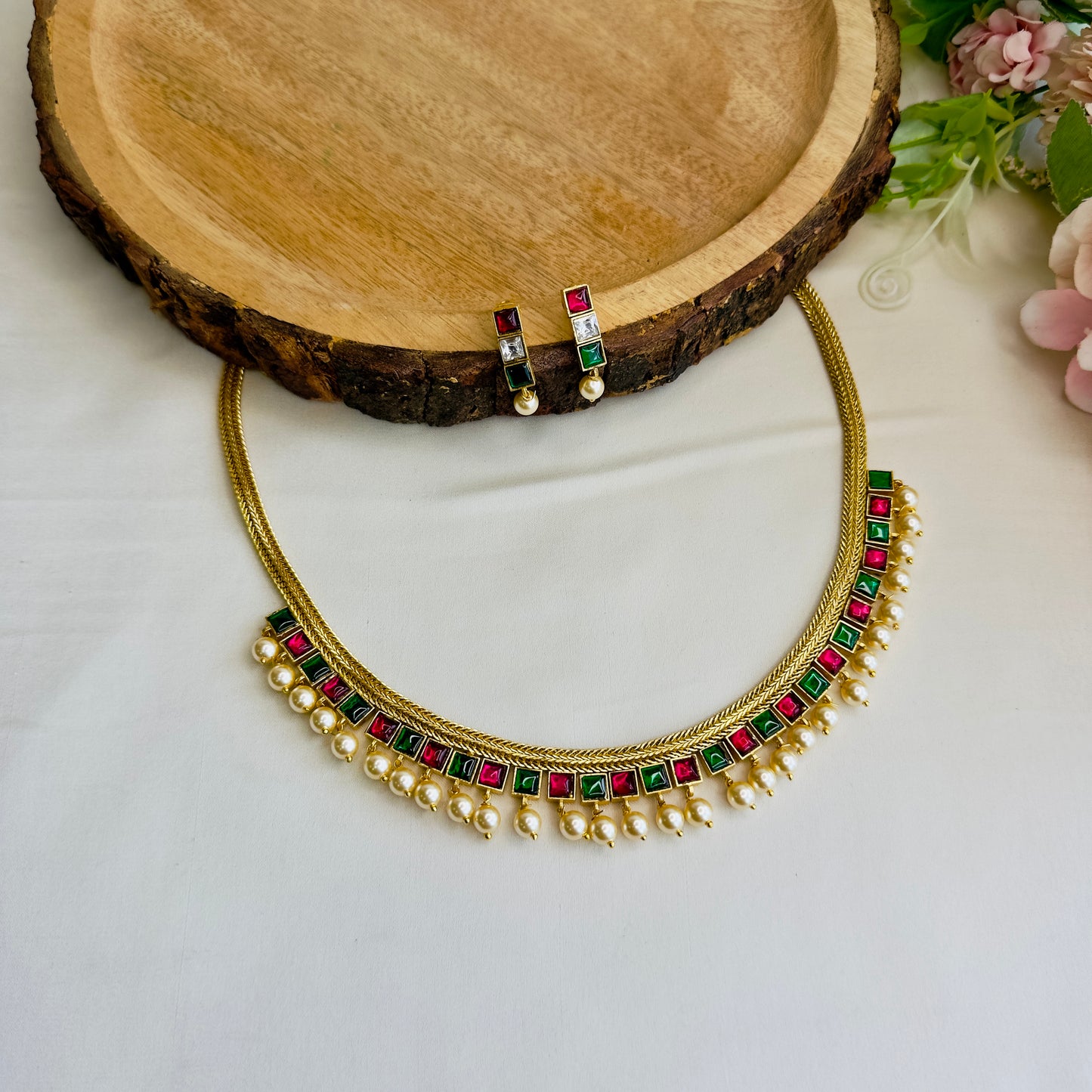Reversible Multicolor Jadau Necklace Set
