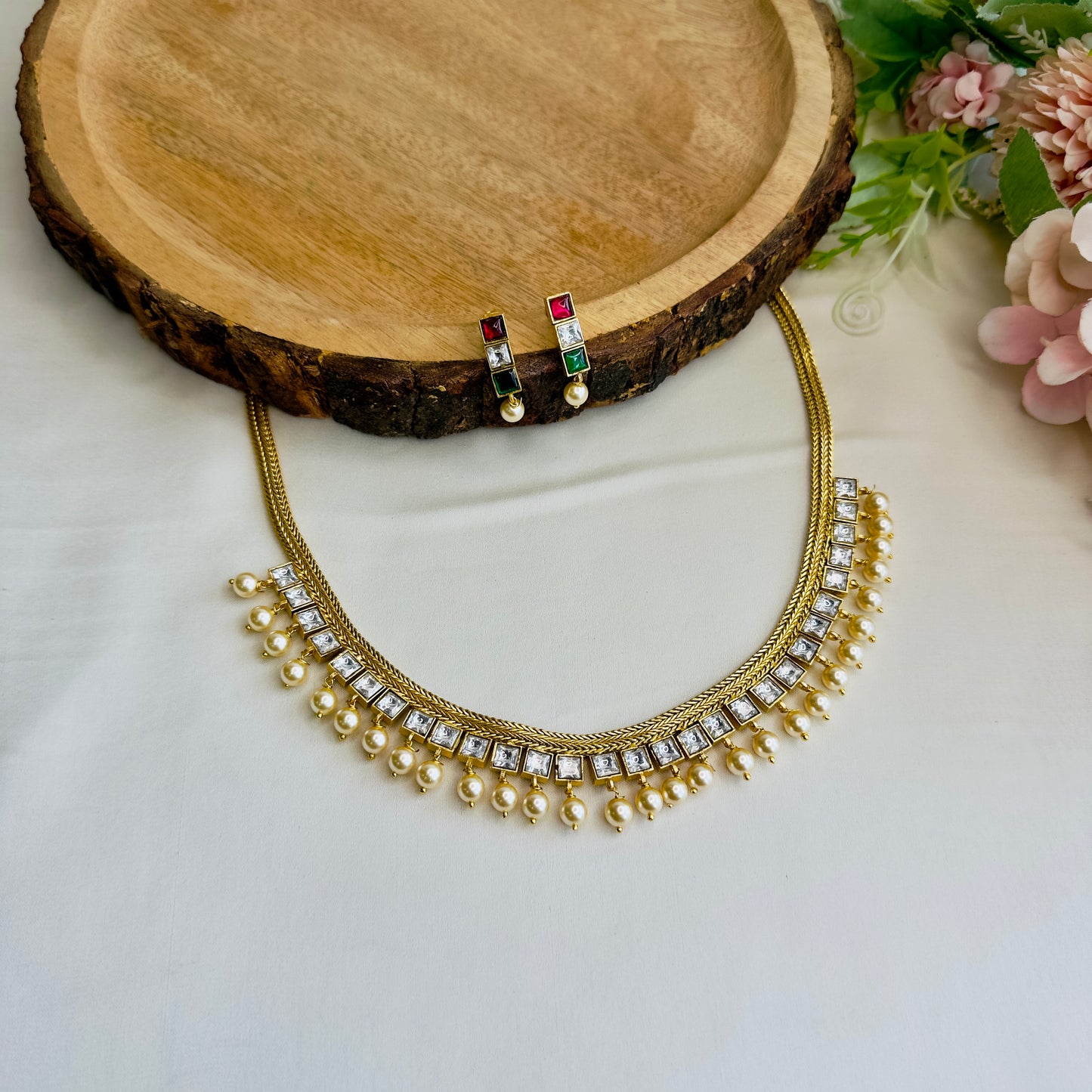 Reversible Multicolor Jadau Necklace Set