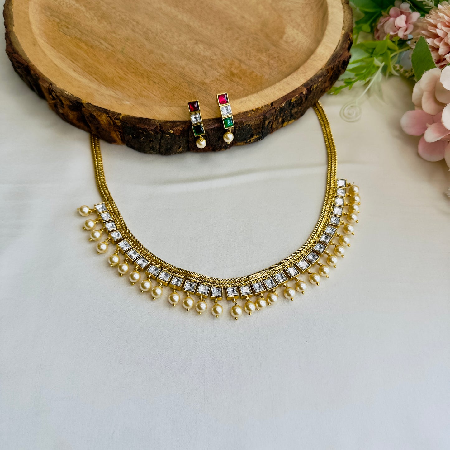 Reversible Multicolor Jadau Necklace Set