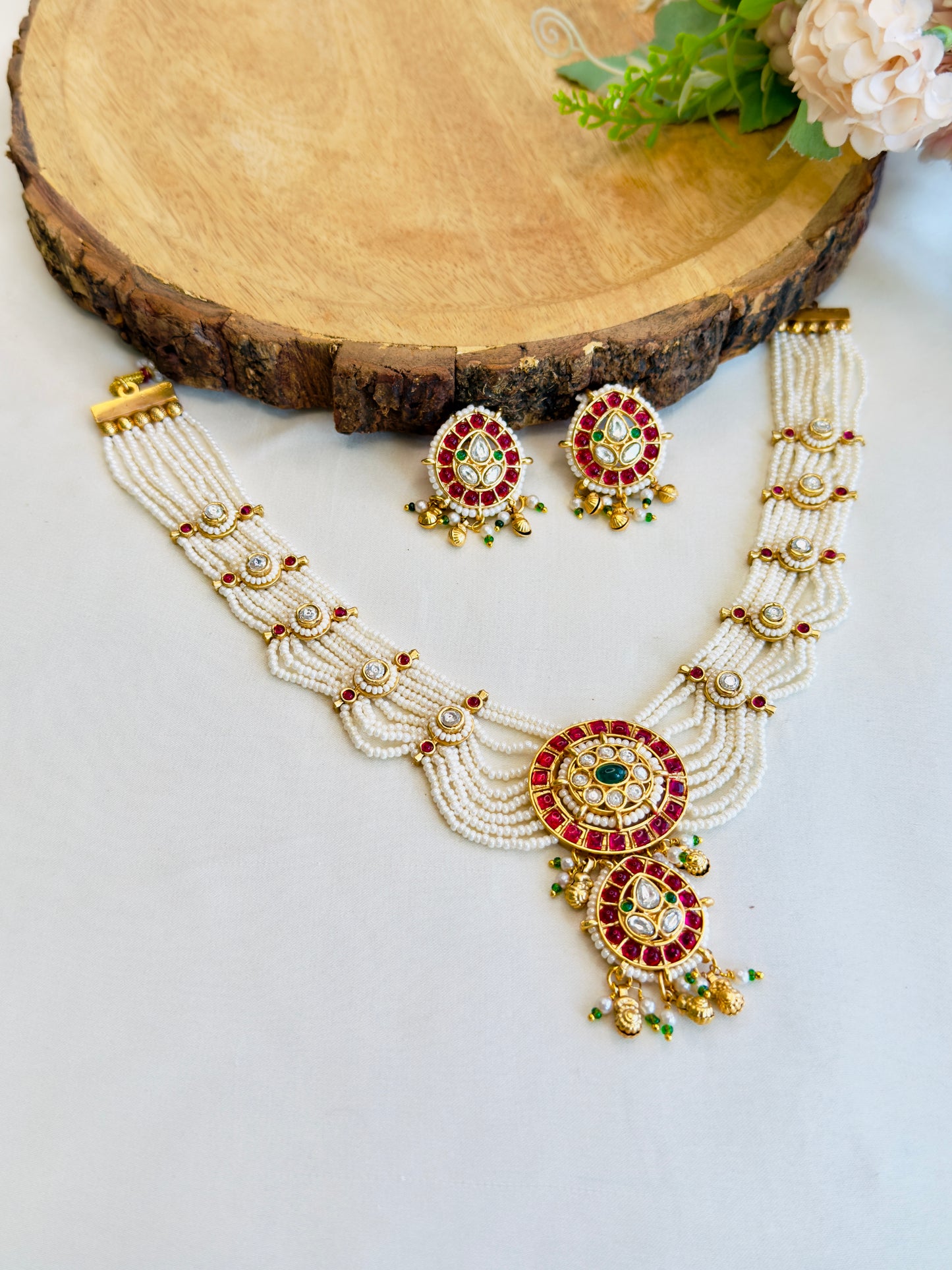 Rajwadi Ruby White Necklace