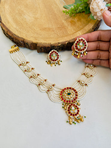 Rajwadi Ruby White Necklace