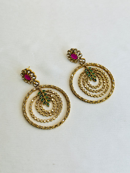Multi layer Stone work earrings