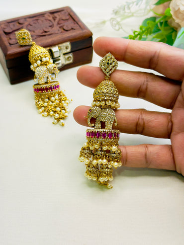 3D Elephant Motif Earrings