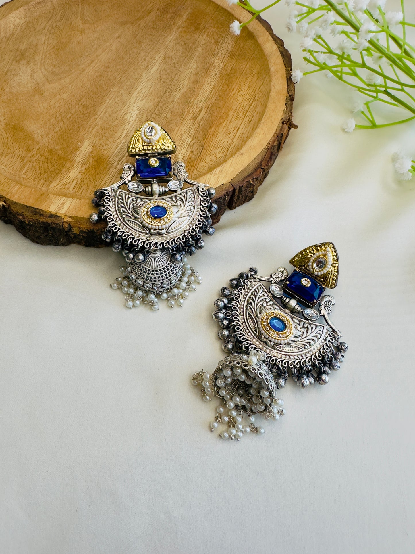 Beautiful Silver Replica Jhumka Earrings