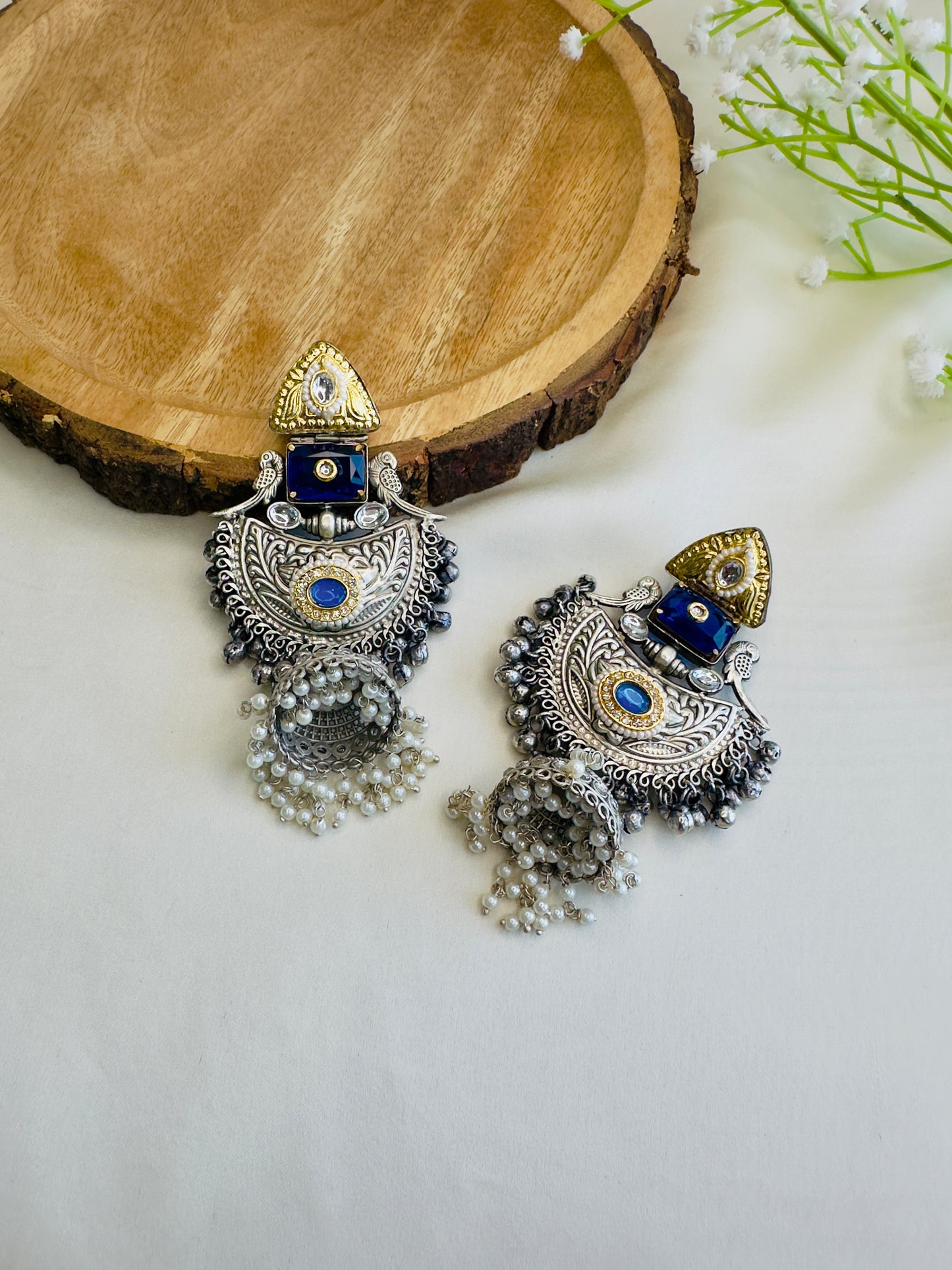 Beautiful Silver Replica Jhumka Earrings