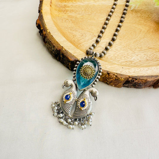 Long Matar Mala Pachi Kundan Silver Necklace