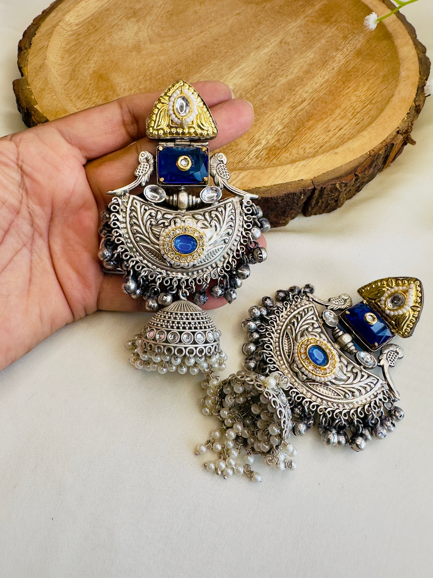 Beautiful Silver Replica Jhumka Earrings