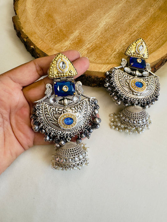 Beautiful Silver Replica Jhumka Earrings