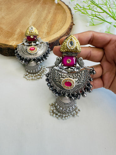 Beautiful Silver Replica Jhumka Earrings