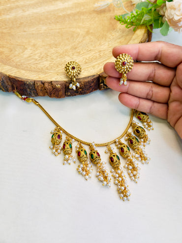 Beautiful Pearl Work Necklace Set