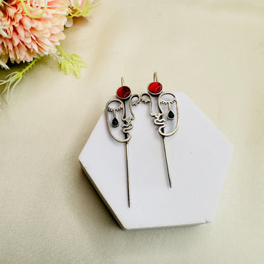 Red Black Silver Replica Bugadi Earrings